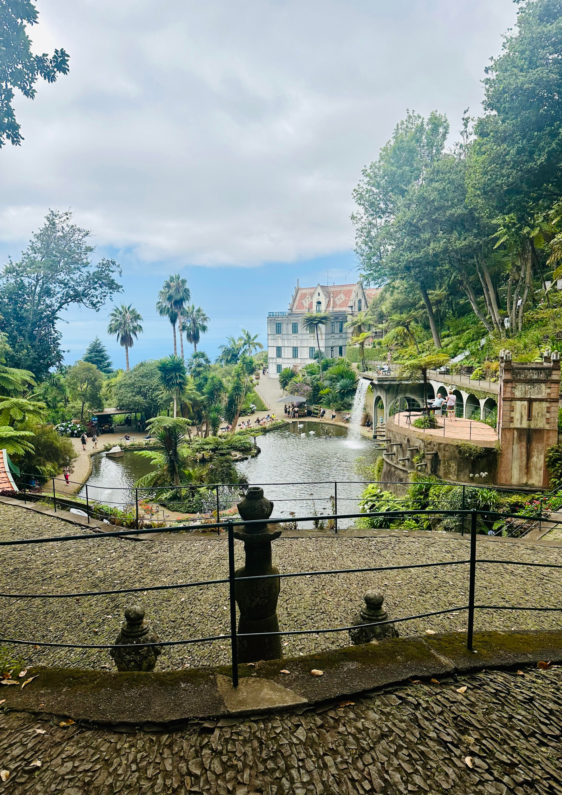 Monte Palace Tropical Garden in Madeira with lush plants, water features, and panoramic views